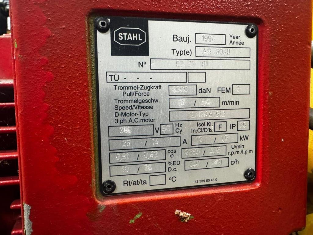Crane Hoist STAHL 10 Tons 1994 - Image 7